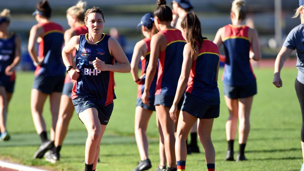 Rheanne-Lugg-Time-Trial-350.jpg Rheanne Lugg crunches out a time trial. Picture: afc.com.au - AFLW,AFLW Draft,Adelaide Crows